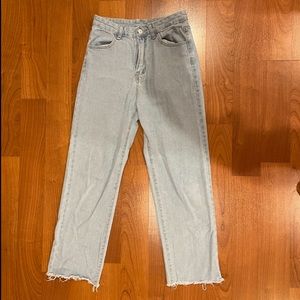 High rise light blue jeans